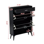Shoe Cabinet, Storage Cabinet with 3 Metal Handle Drawers and 1 Open Shelf, Cabinet for Entryway