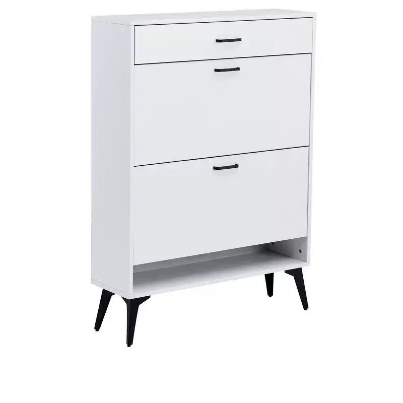 Shoe Cabinet, Storage Cabinet with 3 Metal Handle Drawers and 1 Open Shelf, Cabinet for Entryway
