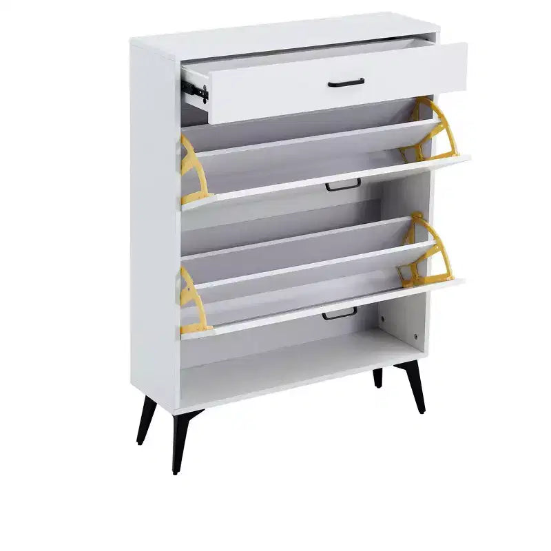 Shoe Cabinet, Storage Cabinet with 3 Metal Handle Drawers and 1 Open Shelf, Cabinet for Entryway