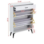 Shoe Cabinet, Storage Cabinet with 3 Metal Handle Drawers and 1 Open Shelf, Cabinet for Entryway
