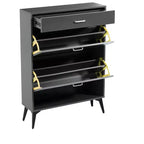 Shoe Cabinet, Storage Cabinet with 3 Metal Handle Drawers and 1 Open Shelf, Cabinet for Entryway