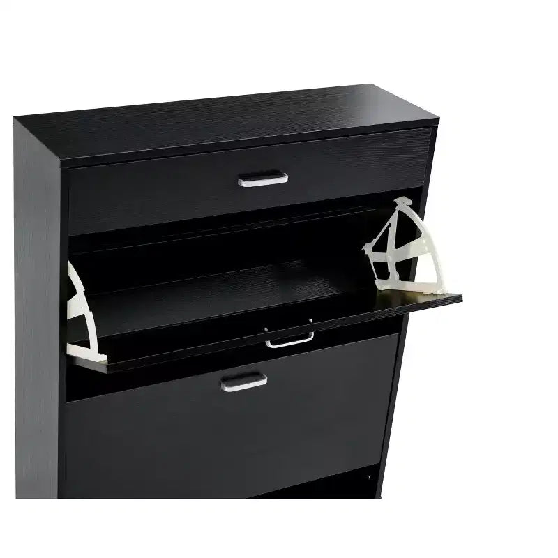 Shoe Cabinet, Storage Cabinet with 3 Metal Handle Drawers and 1 Open Shelf, Cabinet for Entryway