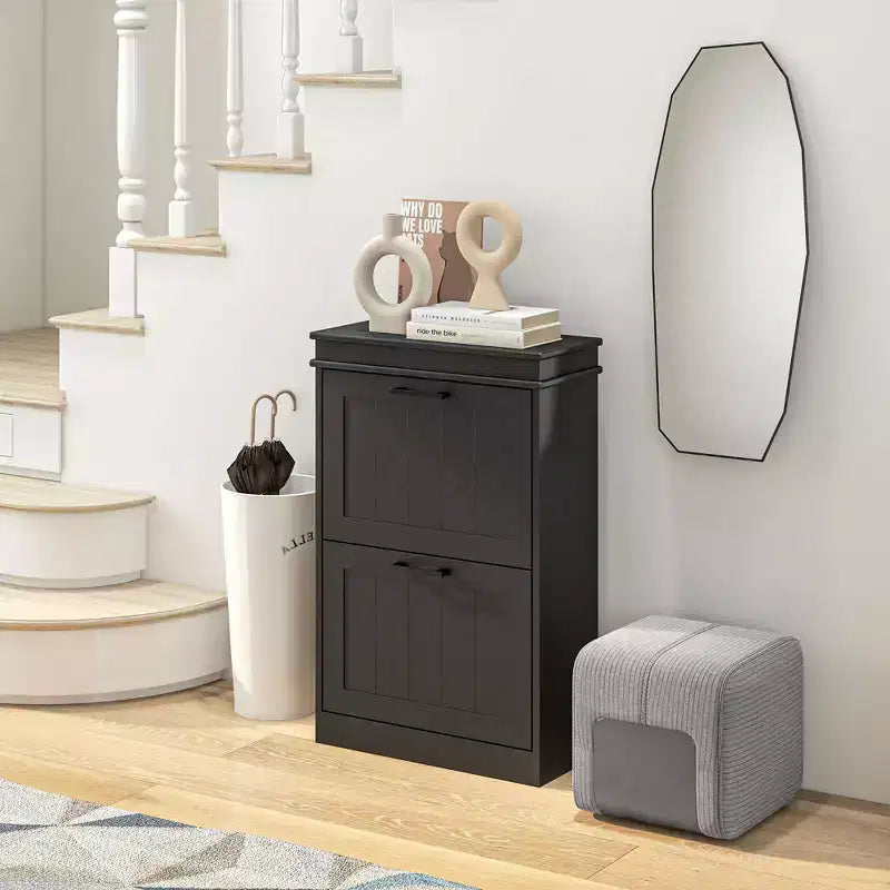 Shoe Cabinet, Shoe Storage with 2 Flip Drawers and Adjustable Shelves for 10 Pairs of Shoes, Shoe Organizer for Entryway, Hallway