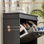 Shoe Cabinet, Shoe Storage with 2 Flip Drawers and Adjustable Shelves for 10 Pairs of Shoes, Shoe Organizer for Entryway, Hallway