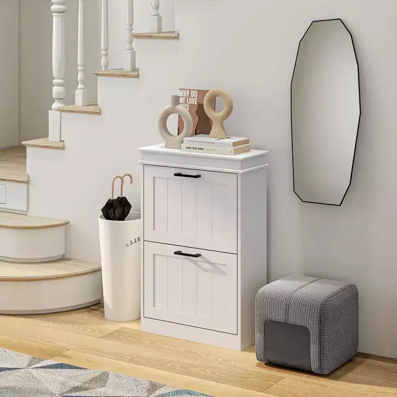Shoe Cabinet, Shoe Storage with 2 Flip Drawers and Adjustable Shelves for 10 Pairs of Shoes, Shoe Organizer for Entryway, Hallway