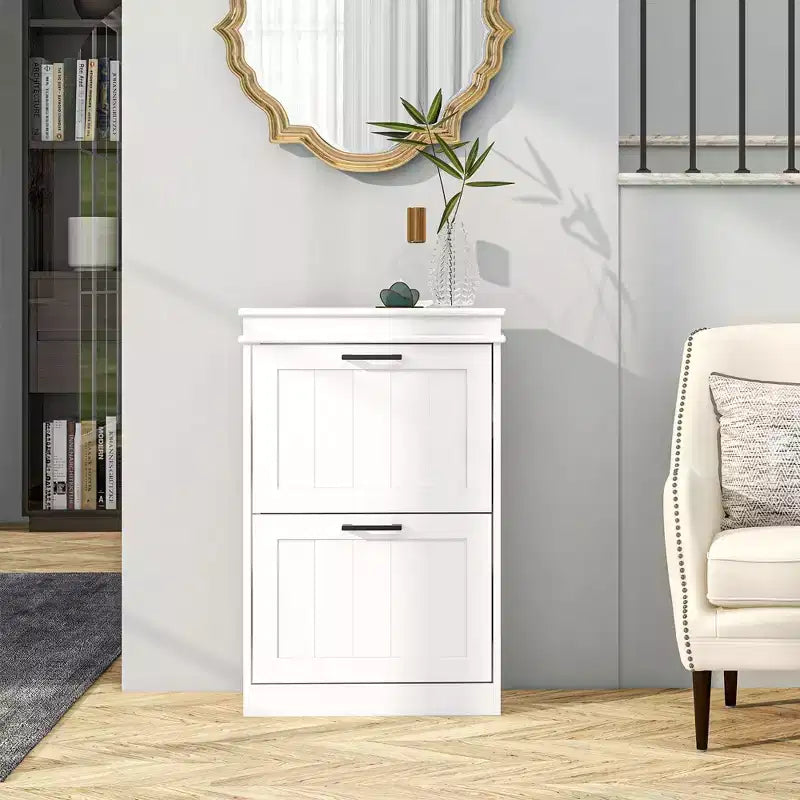 Shoe Cabinet, Shoe Storage with 2 Flip Drawers and Adjustable Shelves for 10 Pairs of Shoes, Shoe Organizer for Entryway, Hallway