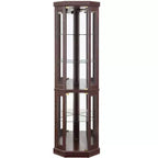 Corner Curio Cabinet with 2 Glass Doors and Adjustable Tempered Glass Shelves, Corner Cabinet for Living Room, Kitchen