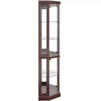 Corner Curio Cabinet with 2 Glass Doors and Adjustable Tempered Glass Shelves, Corner Cabinet for Living Room, Kitchen
