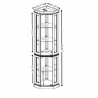 Corner Curio Cabinet with 2 Glass Doors and Adjustable Tempered Glass Shelves, Corner Cabinet for Living Room, Kitchen