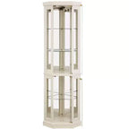 Corner Curio Cabinet with 2 Glass Doors and Adjustable Tempered Glass Shelves, Corner Cabinet for Living Room, Kitchen