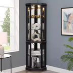 Corner Curio Cabinet with 2 Glass Doors and Adjustable Tempered Glass Shelves, Corner Cabinet for Living Room, Kitchen