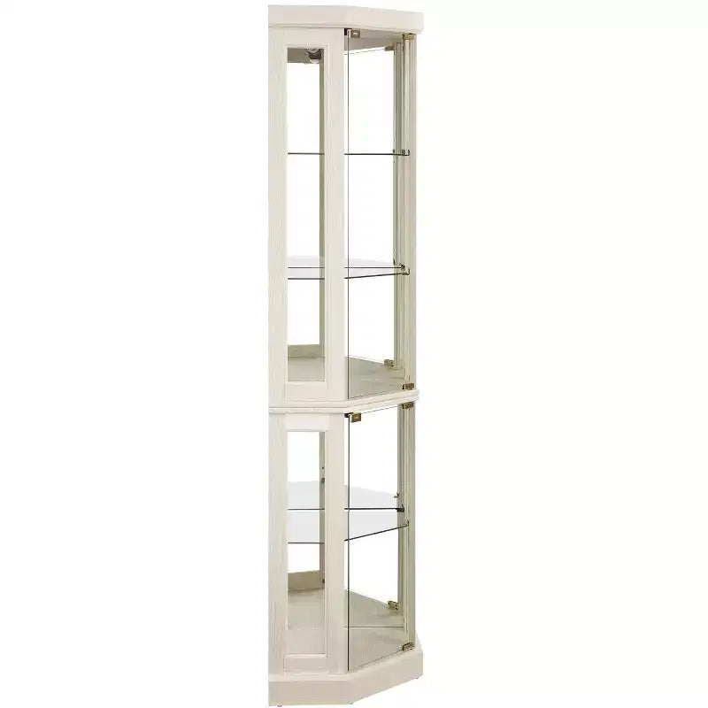 Corner Curio Cabinet with 2 Glass Doors and Adjustable Tempered Glass Shelves, Corner Cabinet for Living Room, Kitchen