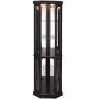 Corner Curio Cabinet with 2 Glass Doors and Adjustable Tempered Glass Shelves, Corner Cabinet for Living Room, Kitchen