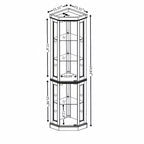 Corner Curio Cabinet with 2 Glass Doors and Adjustable Tempered Glass Shelves, Corner Cabinet for Living Room, Kitchen