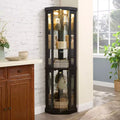 Corner Curio Cabinet with 2 Glass Doors and Adjustable Tempered Glass Shelves, Corner Cabinet for Living Room, Kitchen