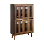 23.6in Modern Shoe Cabinet, Freestanding Shoe Organizer with 2 Flip Drawers, Shoe Storage Cabinet for Entryway, Living Room, Hallway, Walnut