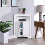 Corner Cabinet, Freestanding Corner Cabinet with 2 Doors and 3 Shelves, Free Standing Cabinet for Kitchen, Living Room