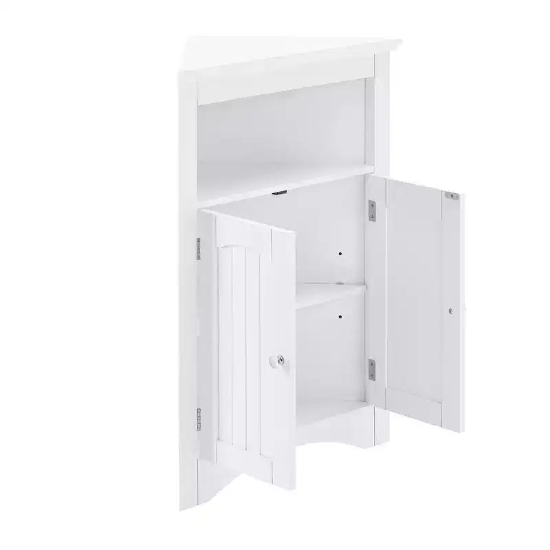 Corner Cabinet, Freestanding Corner Cabinet with 2 Doors and 3 Shelves, Free Standing Cabinet for Kitchen, Living Room