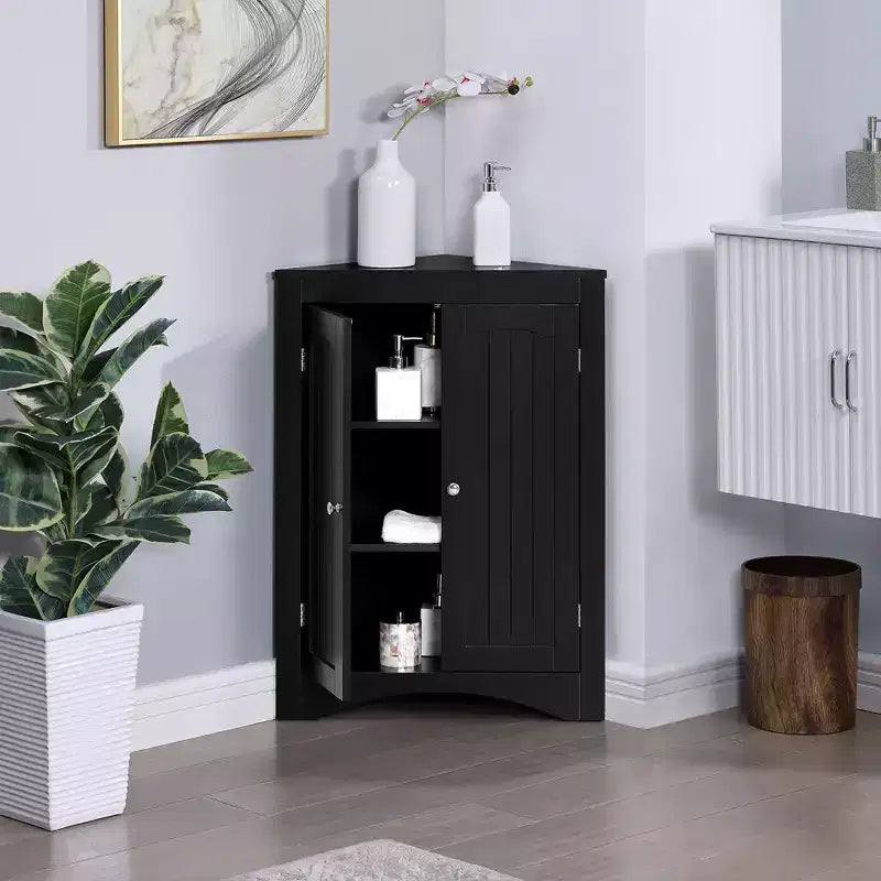Corner Cabinet, Freestanding Corner Cabinet with 2 Doors and 3 Shelves, Free Standing Cabinet for Kitchen, Living Room