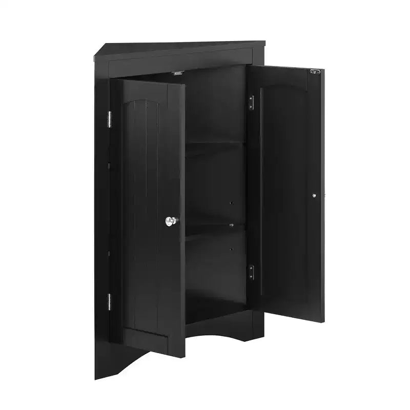 Corner Cabinet, Freestanding Corner Cabinet with 2 Doors and 3 Shelves, Free Standing Cabinet for Kitchen, Living Room