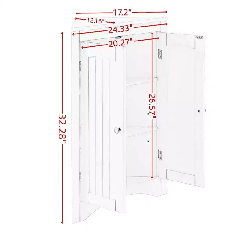 Corner Cabinet, Freestanding Corner Cabinet with 2 Doors and 3 Shelves, Free Standing Cabinet for Kitchen, Living Room