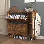 Shoe Cabinet, Freestanding Shoe Organizer with 2 Flip Drawers, Shoe Storage Cabinet for Entryway, Living Room, Hallway, Brown
