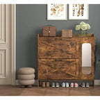 Shoe Cabinet, Freestanding Shoe Organizer with 2 Flip Drawers, Shoe Storage Cabinet for Entryway, Living Room, Hallway, Brown