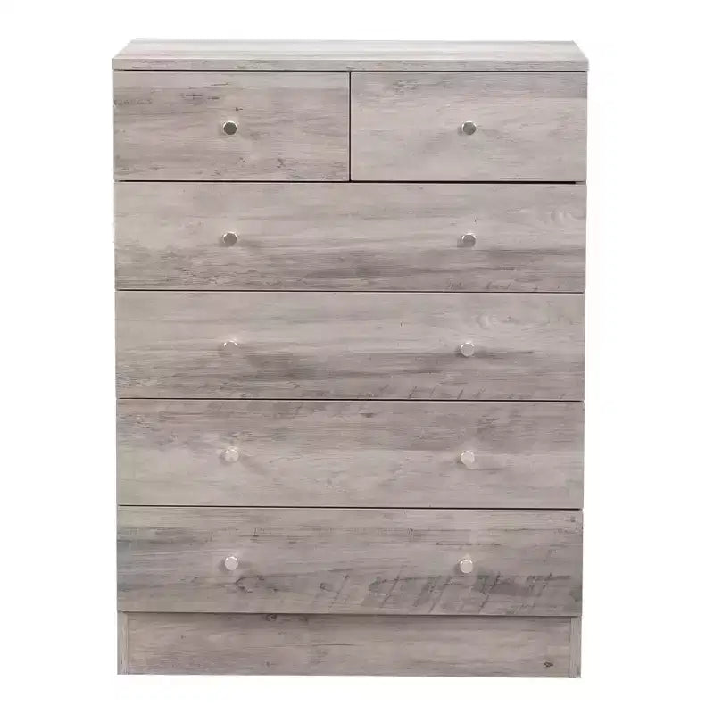6-Drawer Gray Particle Board 25.98in. W Chest of Drawer