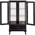 Elegant Lighted Glass Curio Display Cabinet - Wooden Frame Storage for Living Room, Kitchen & Pantry - Ideal for Wine, Toys & Collectibles - Black