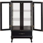 Elegant Lighted Glass Curio Display Cabinet - Wooden Frame Storage for Living Room, Kitchen & Pantry - Ideal for Wine, Toys & Collectibles - Black