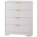 Fluted 5 Drawer Dresser for Bedroom, 47 Tall Modern Chest of Drawers with Gold Metal Handles, Wood Bedroom Dresser for Closet, Living Room, Hallway