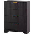 Fluted 5 Drawer Dresser for Bedroom, 47 Tall Modern Chest of Drawers with Gold Metal Handles, Wood Bedroom Dresser for Closet, Living Room, Hallway