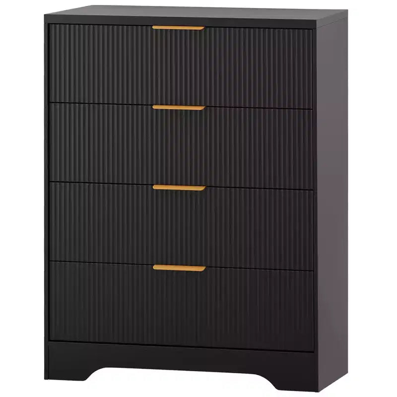 Fluted 5 Drawer Dresser for Bedroom, 47 Tall Modern Chest of Drawers with Gold Metal Handles, Wood Bedroom Dresser for Closet, Living Room, Hallway