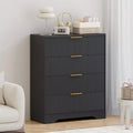 Fluted 5 Drawer Dresser for Bedroom, 47 Tall Modern Chest of Drawers with Gold Metal Handles, Wood Bedroom Dresser for Closet, Living Room, Hallway