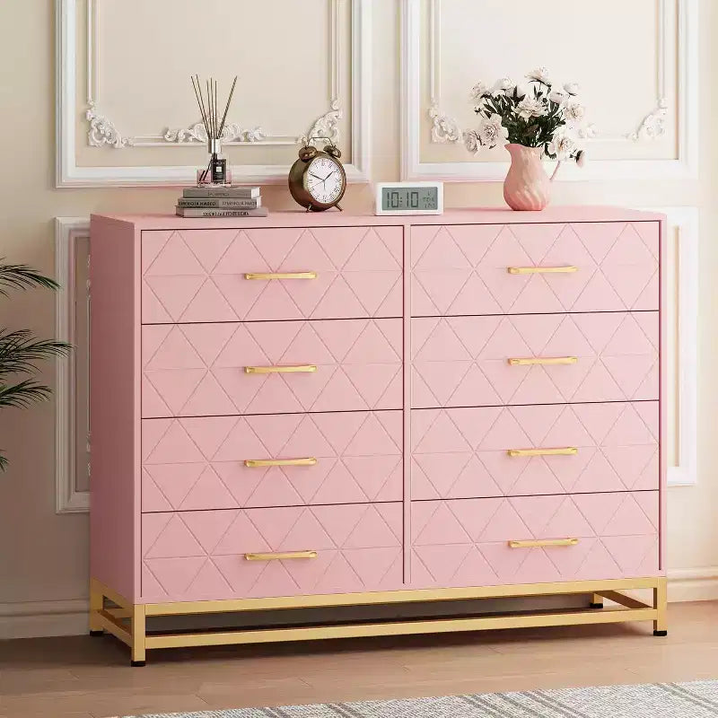 Dresser with 8 Drawers for Bedroom Large Storage Tower Wooden Chest of Drawers with 8 Storage Drawer for Bedroom Wide with Drawer Organizer Dresser