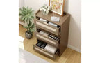 Rattan Accent 5-Drawer Dresser with Gold Handles, 45 Tall Wood Storage Chest Organizer for Bedroom and Closet
