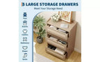 Rattan Accent 5-Drawer Dresser with Gold Handles, 45 Tall Wood Storage Chest Organizer for Bedroom and Closet