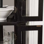 Lighted Corner Curio Cabinet - Glass Display Shelf with Tempered Glass Doors, Adjustable Shelving- Ideal Bar Cabinet for Home Decor-BLACK