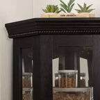 Lighted Corner Curio Cabinet - Glass Display Shelf with Tempered Glass Doors, Adjustable Shelving- Ideal Bar Cabinet for Home Decor-BLACK