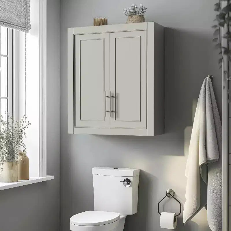 Bathroom Storage Cabinet Wooden Wall-Mounted Cabinets for Home, Small Space, Gray, 26*22*8in