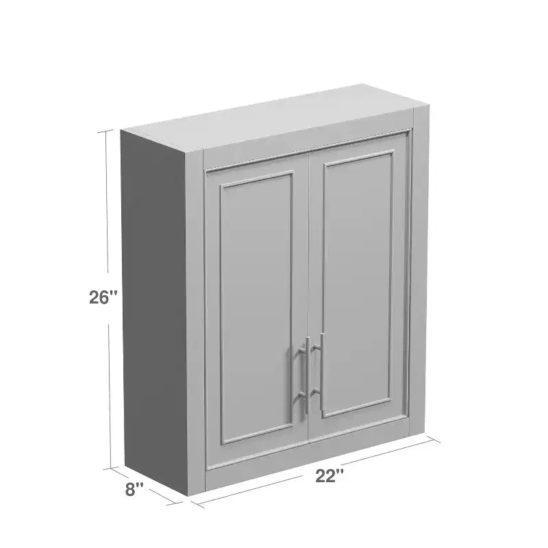 Bathroom Storage Cabinet Wooden Wall-Mounted Cabinets for Home, Small Space, Gray, 26*22*8in
