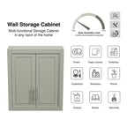 Bathroom Storage Cabinet Wooden Wall-Mounted Cabinets for Home, Small Space, Gray, 26*22*8in