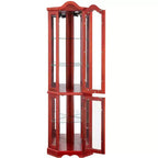 Lighted Corner Curio Cabinet with Tempered Glass Doors & Shelves - Elegant Display Storage for Living Room & Bedroom Decor