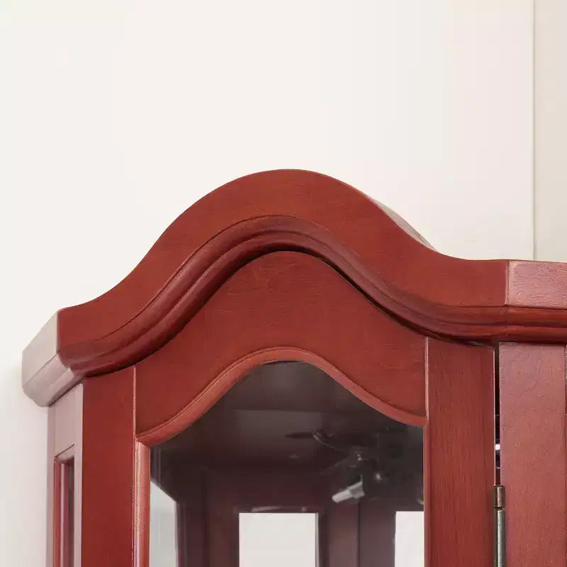 Lighted Corner Curio Cabinet with Tempered Glass Doors & Shelves - Elegant Display Storage for Living Room & Bedroom Decor
