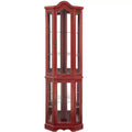 Lighted Corner Curio Cabinet with Tempered Glass Doors & Shelves - Elegant Display Storage for Living Room & Bedroom Decor