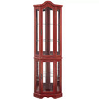 Lighted Corner Curio Cabinet with Tempered Glass Doors & Shelves - Elegant Display Storage for Living Room & Bedroom Decor