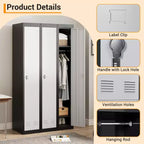 72 Heavy-Duty Steel Locker with Keys, Industrial Storage Cabinet with Adjustable Shelves & Ventilation for Gym, Office, School, Home Use