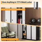 72 Heavy-Duty Steel Locker with Keys, Industrial Storage Cabinet with Adjustable Shelves & Ventilation for Gym, Office, School, Home Use