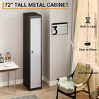 72 Heavy-Duty Steel Locker with Keys, Industrial Storage Cabinet with Adjustable Shelves & Ventilation for Gym, Office, School, Home Use