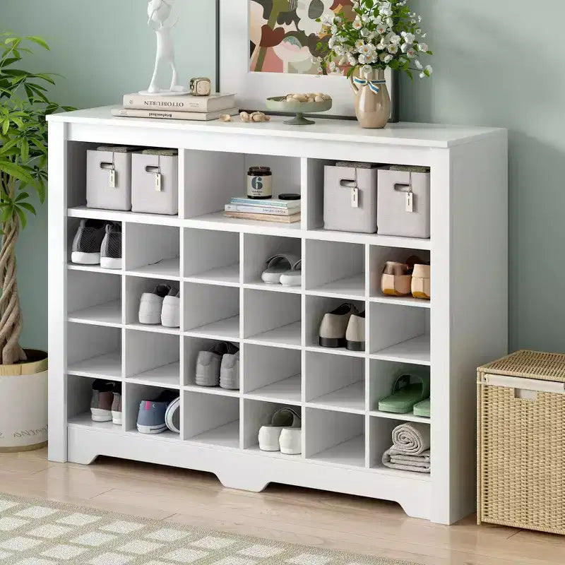 Sleek Shoe Cabinet with Curved Base, Shoe Rack with 24 Shoe, Shoe Cabinet Storage For Entryway, Living Room, Hallway